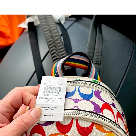 NWT COACH Mini Court Backpack CK377 In Rainbow Signature Canvas Authentic - Picture 8 of 8
